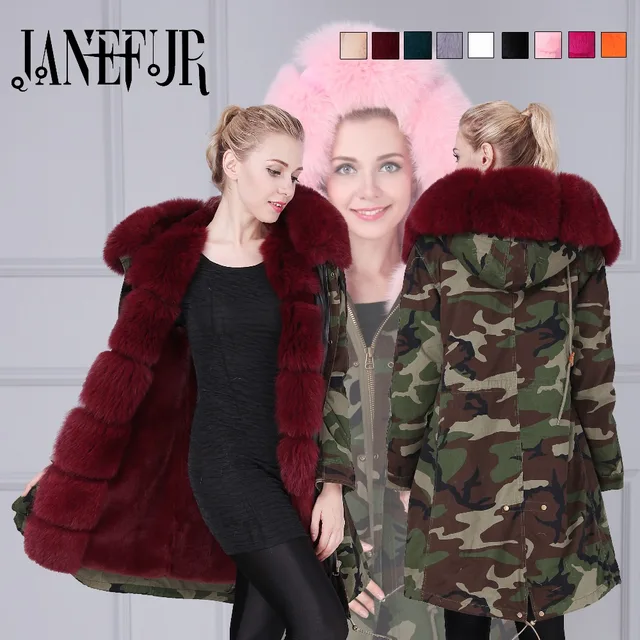 Cheap Winter Women Luxury Thick Down Jacket Parka Super Long Real Fox Fur Collar Coat Fox Fur Cuff and Trim Long Parka