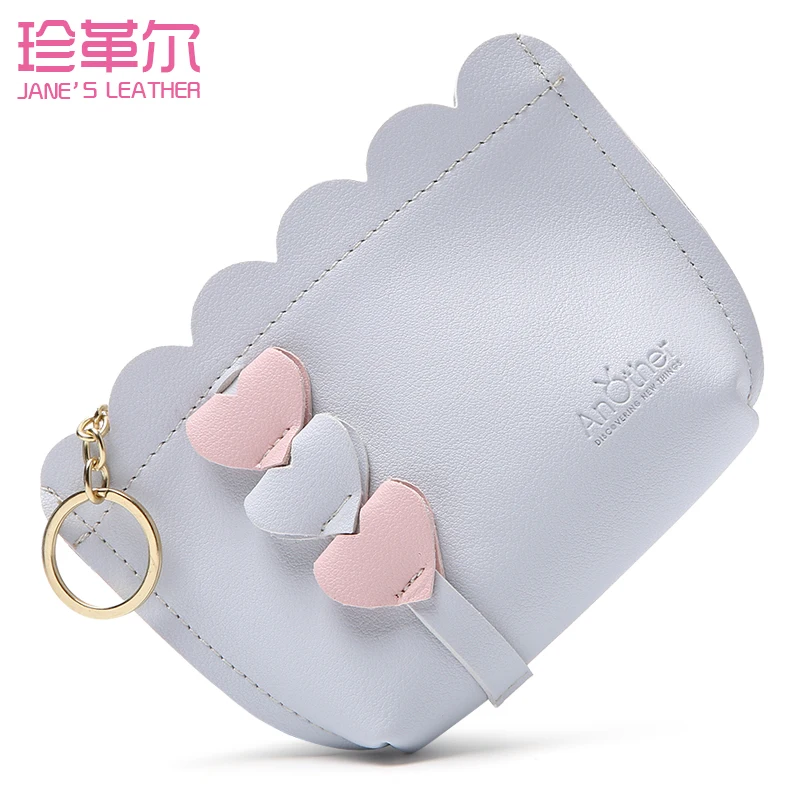 

JANE'S LEATHER Brand Fashion Loves Women's Coin Purse Short Small Mini Change Wallet Cards Cash Money Bag Porte Monnaie Keychain