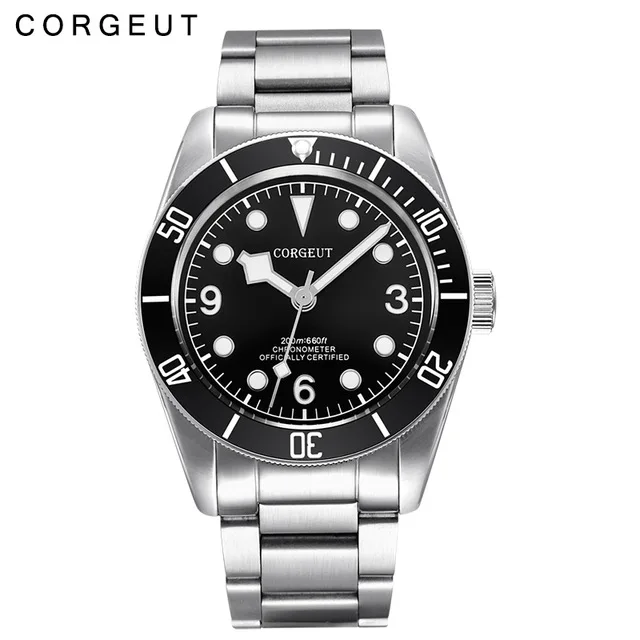 Corgeut Топ люксовых брендов Schwarz Bay 41 мм часы Мужские автоматические механические из нержавеющей стали водонепроницаемые военные спортивные плавательные часы - Цвет: 4