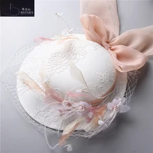 Винтажные Аксессуары для свадьбы свадебный головной убор Свадебная вечеринка женская шляпа цветок лук Свадебная шляпка