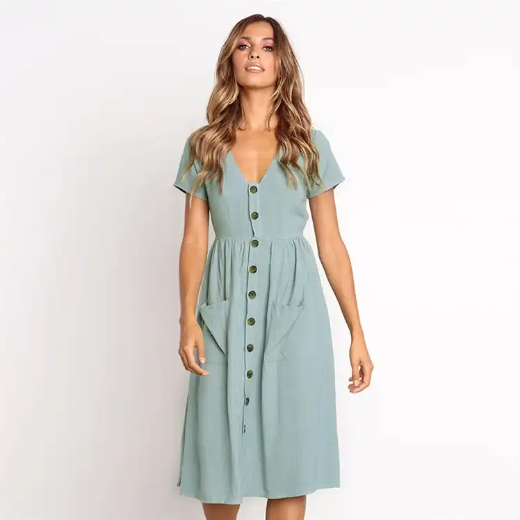 below the knee casual dresses with sleeves