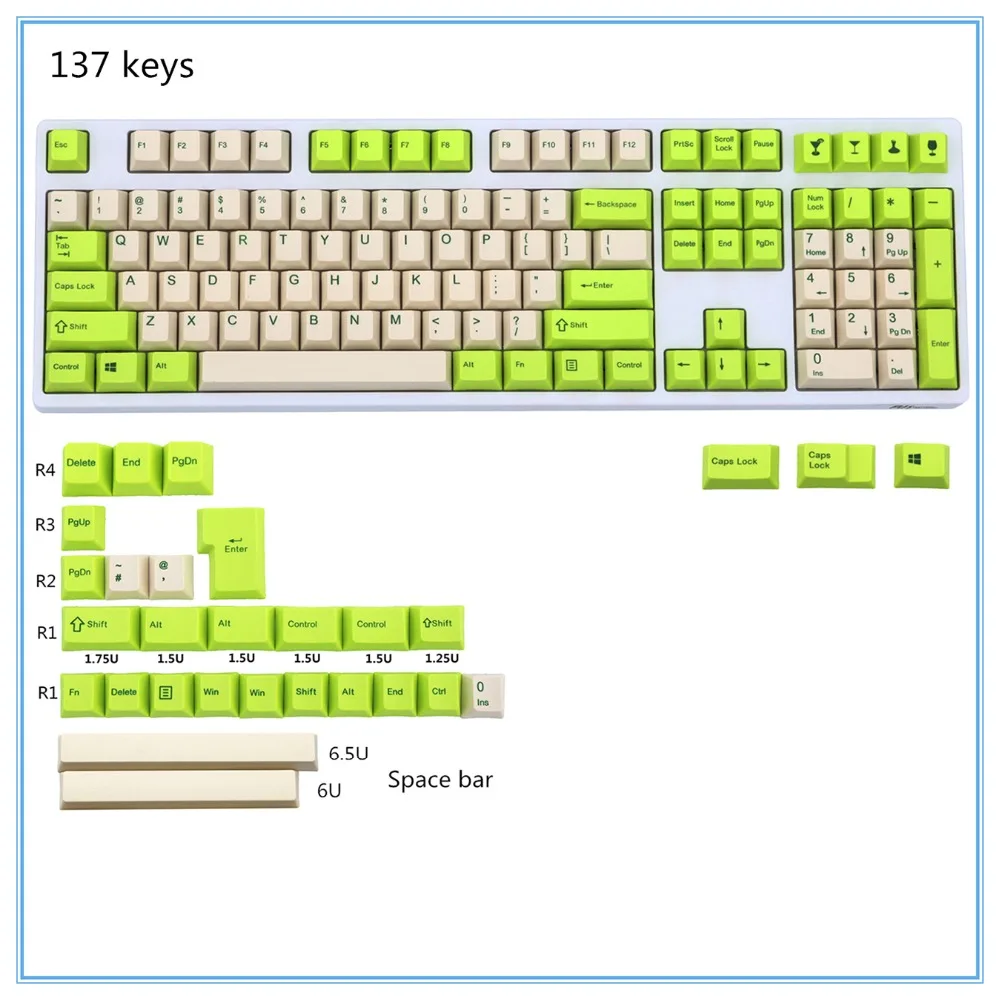 Шампанского keycap 108/137 клавиш PBT Вишневый профиль краситель-сублимированный MX Переключатель для механической клавиатуры keycap только keycap