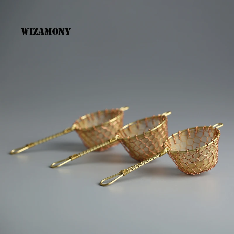 

WIZAMONY Handmade Tea Filter Electroplate Copper Stainless Steel Teaset Leaf Strainers Kungfu Tea Strainer Accessories tea set