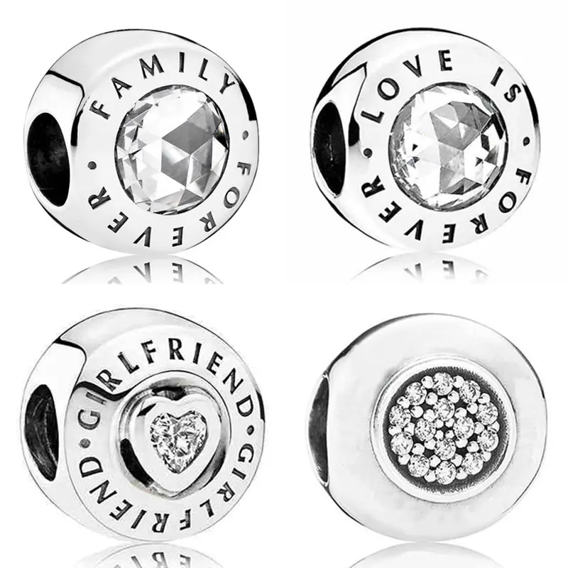

Family & Love Is Fovever Charms Pan Signature Girlfriend With Crystal Beads Fit Pandora Bracelet 925 Sterling Silver Bead Charm
