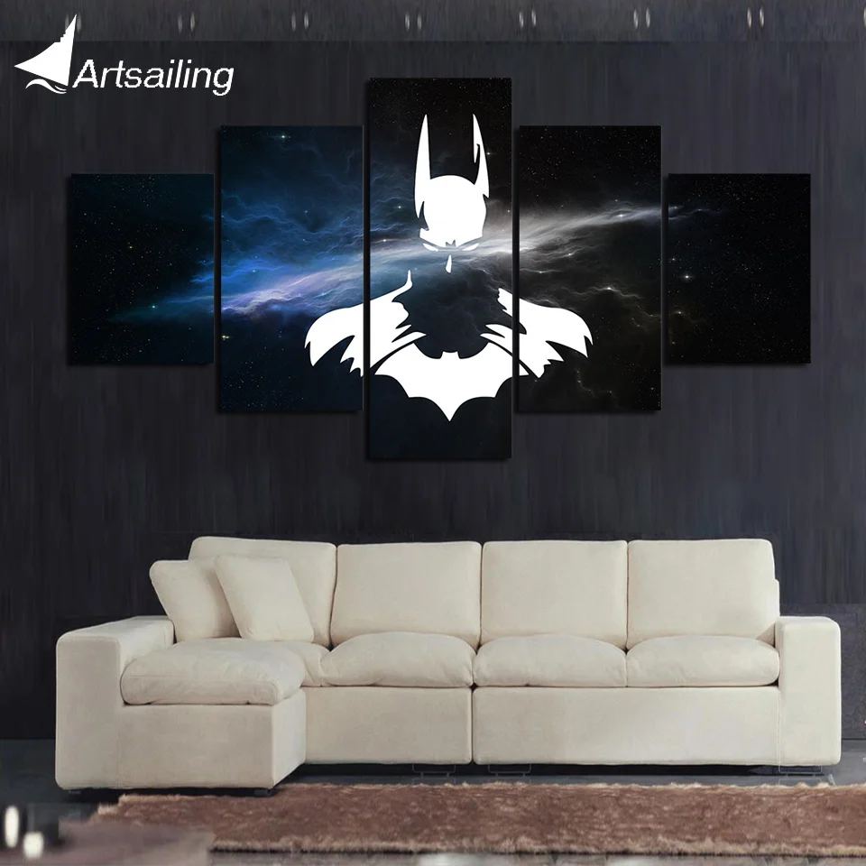 5 Panel dark knight batman Painting Canvas Wall Art Picture Home