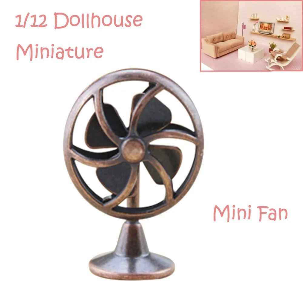 

Small Retro Electric Dollhouse Mini Fan House 1/12 Miniature Dollhouse Accessories Mini Old Fashioned Lobby Fan Gift Toy