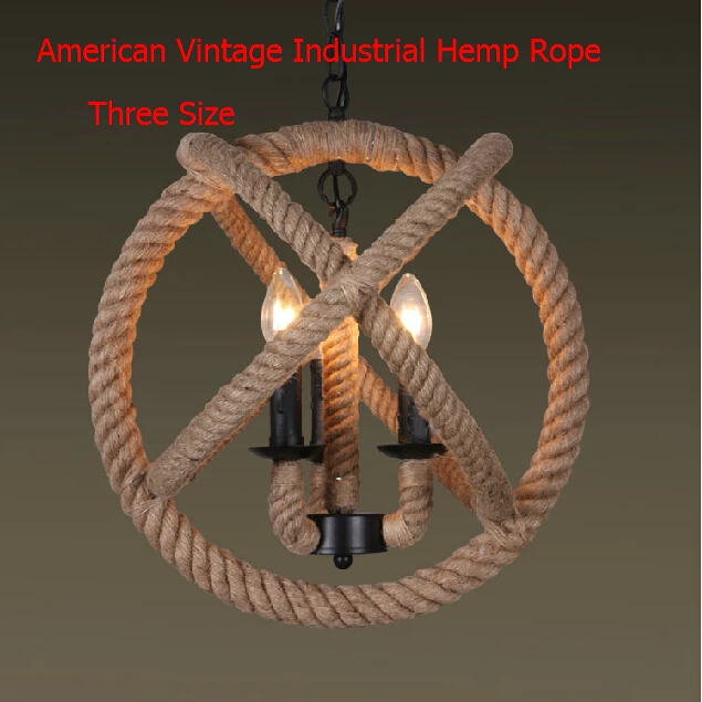 Nordic Retro Pendant Lights American Vintage Industrial Hemp Rope Lampshade Living Room Decor Lamp 110-240V Creative Fixtures