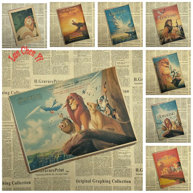 

The Lion King Classic Cartoon Movie Kraft Paper Poster Bar Cafe Living Room Dining Child room