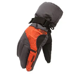 Зимние мужские Спорт на открытом воздухе водостойкие утолщение восхождение перчатки катания на лыжах (темно серый orange)