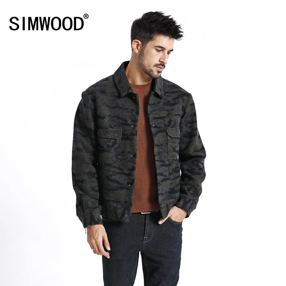 

SIMWOOD New 2019 autumn Jacket Men Casual Print Camouflage Jackets Windbreaker Fashion Brand Coats High Quality Outerwear 180587