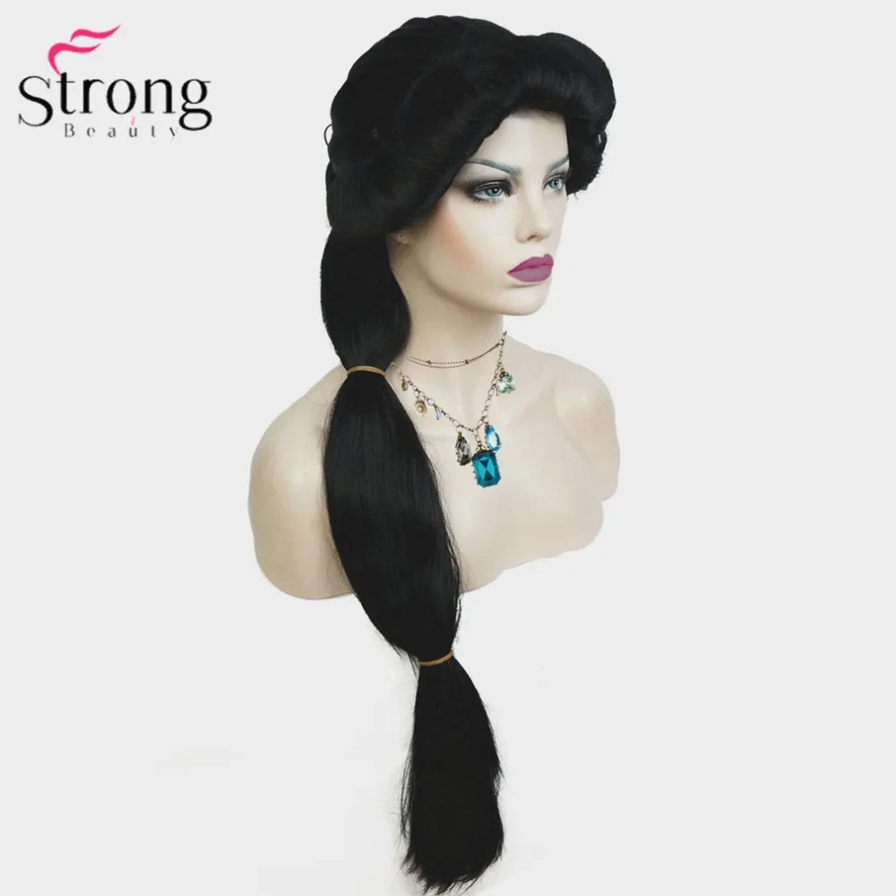 StrongBeauty Косплей парики Жасмин Принцесса длинный черный парик синтетические