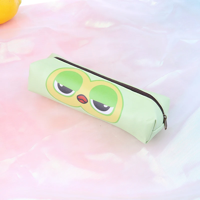 1pc Cute Creative Pu High-capacity Zipper Pen Bag Students Like Simple Cartoon Pencil Case Receive Bag 17cm*9cm*6cm