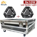 Flightcase 2 ชิ้นหัว Spider 9X10 วัตต์ RGBW Quad สี Led Beam Stage Dj disco Party แสงอุปกรณ์-ใน เอฟเฟกต์แสงบนเวที จาก ไฟและระบบไฟ บน