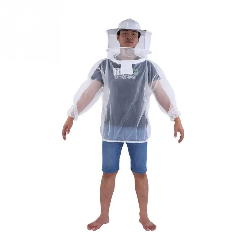 

Professional Beekeeper Jacket Transparent Beekeeping Protective Suit Equipment With Hooded Veil 72cm Length Anti Bee Clothes