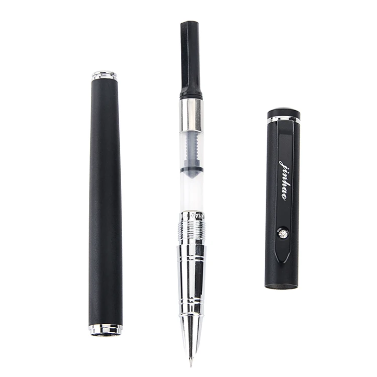 Высокое качество, стандартный тип, самопишущее перо s, металл, матовый, черный, серебристый, бизнес ручка, чернила 0,38 мм, школьные офисные подарки