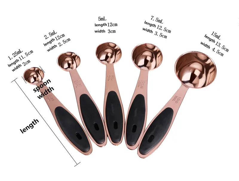 XYZLS 5 шт./компл. Нержавеющая сталь Кухня мерные ложки из розового золота мерный стаканчик комплекты Пособия по кулинарии выпечки инструменты