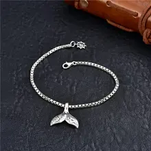 Европейский и американский стиль подлинное серебро 925 пробы ретро кулон в виде хвоста Кита женский модный браслет бутик браслет