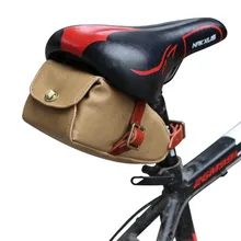 Tourbon Bicycle Saddle Bag Seat Tail Bag Brown Canvas Phone Pouch Cycling Accessories Bike Equipment