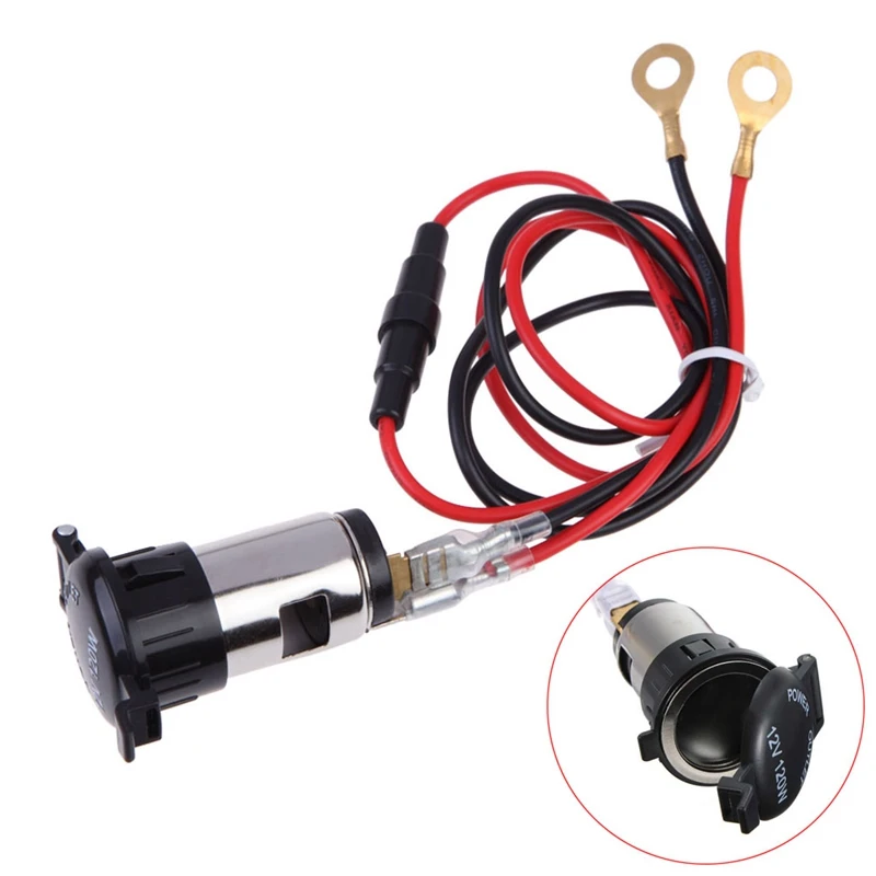 12V 120W Car Motorcycle Truck Boat Cigarette Lighter Socket Metal Power