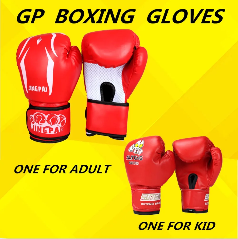 PU Leather MMA Kick Boxing Gloves Kit 2 Pairs Boxing Gloves Men Women Child Muay Thai Training