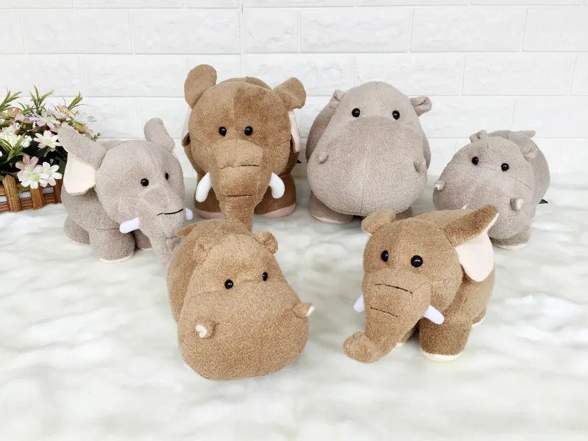 

GGS 20cm 30cm Fluffy super soft Wedding gift plush toys Lovely small Hippos&Elephant Plush toy Doll Xmas kids Children's Gift