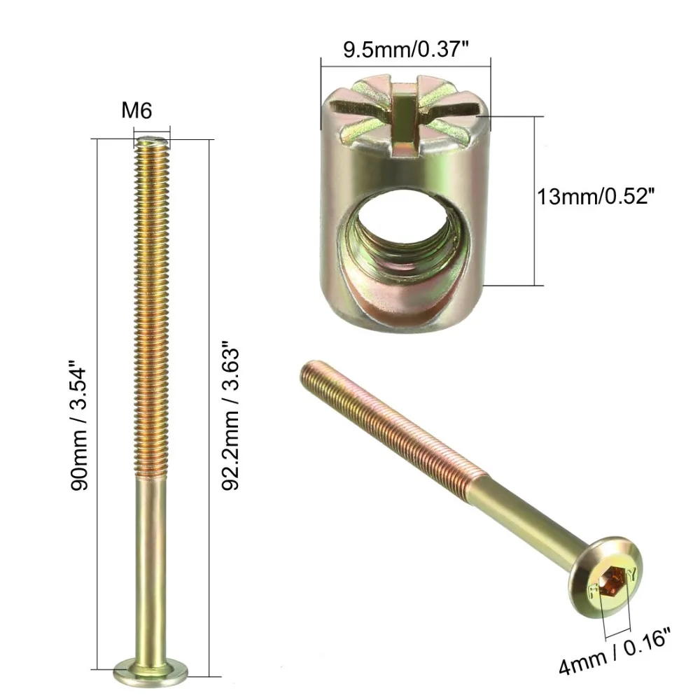 Uxcell 4 набора мебельных болтов набор гаек M6x70/75/80/85/90/100 мм M6 шестигранный торцевой винт с цилиндрическими гайками Phillips-шлицевая оцинкованная Новинка
