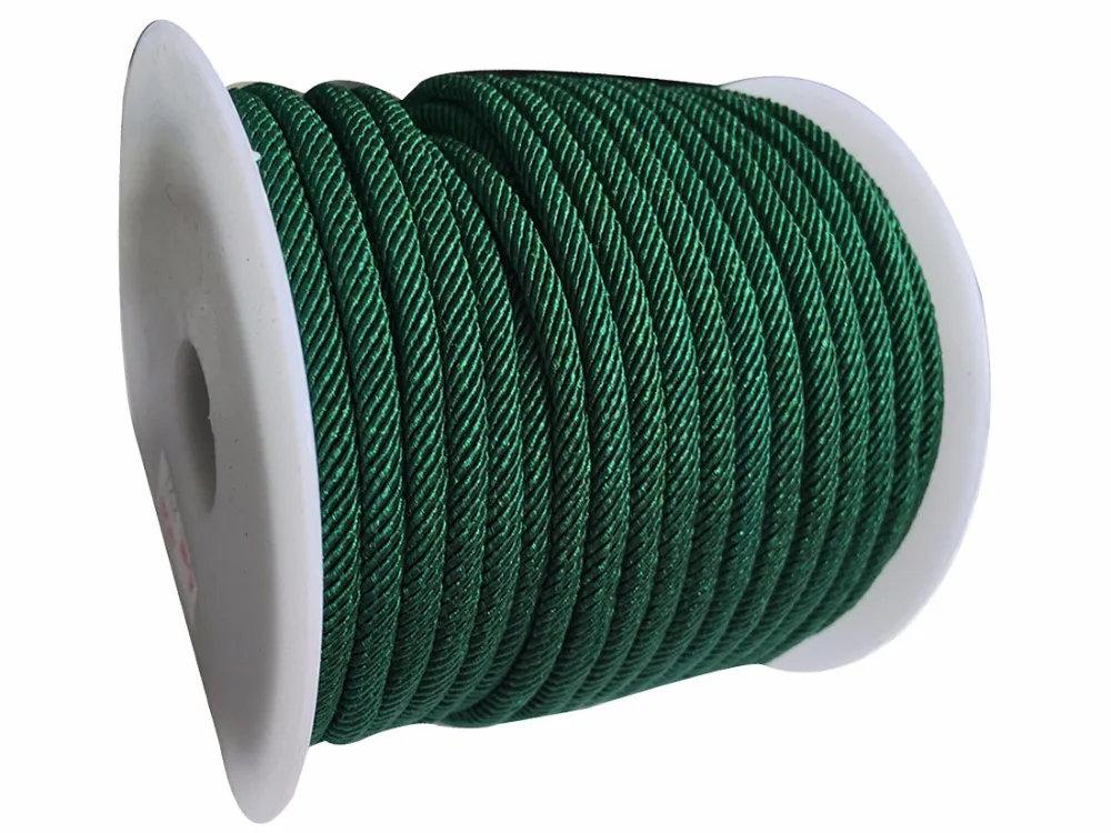 

4mm Jungle Green Twisted Twine Nylon Cord+DiY Craft Jewelry Accessories Macrame rope Shamballa Bracelet String Thread-25m/Roll