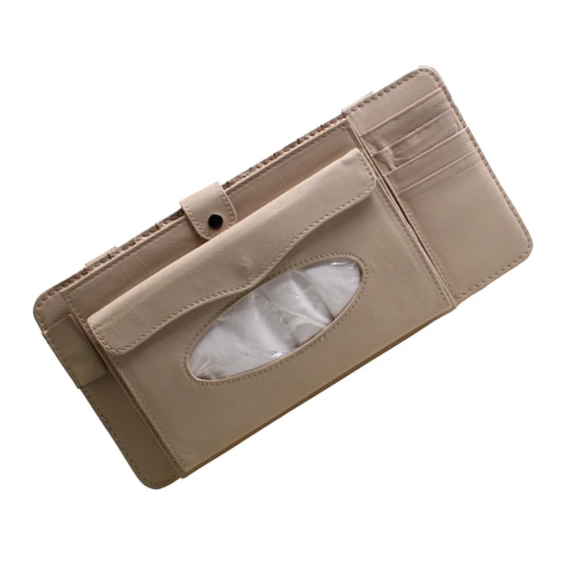RACAHOO 3 in 1 Leather CD Case Car DVD Sun Visor Box With Tissue Storage Organizer For Glasses Folder Business Card Holder Bag5
