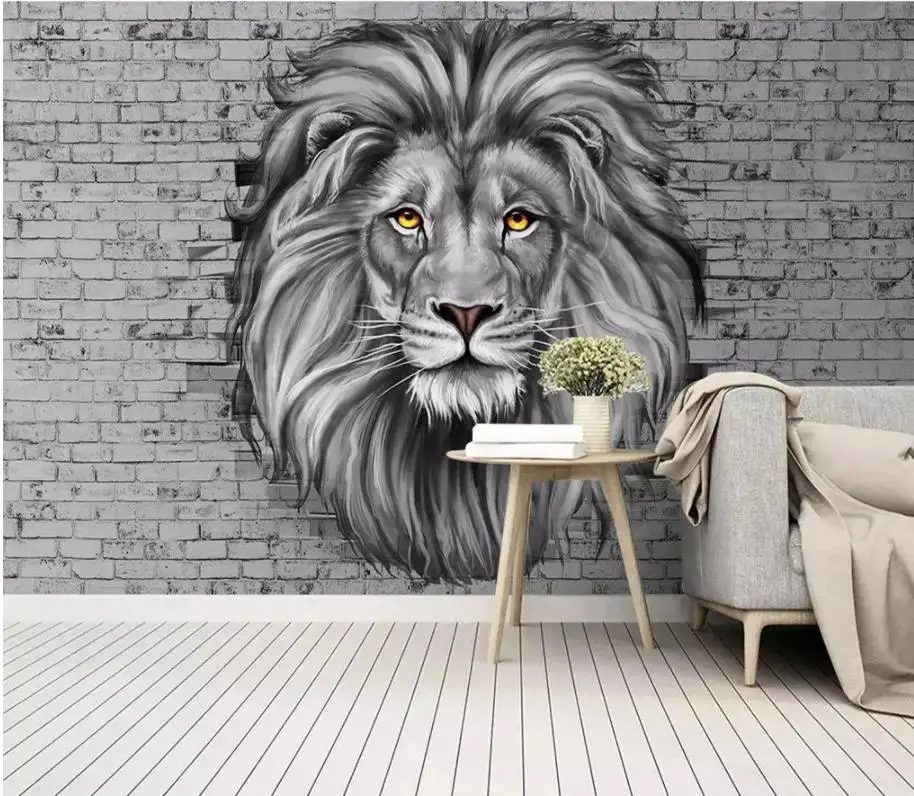 

Custom Any Size Mural Wallpaper Lion 3d modern Nordic background wall decorative painting Wallpaper 3d Mural For Living Room