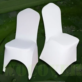 

100 PCS Stretch Elastic Universal White Spandex Wedding Chair Covers for Weddings Party Banquet Hotel Polyester Fabric