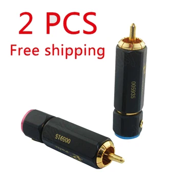 

2pcs High quality Gold Plated Copper RCA plug Locking Audio Cable Male Soldering connector Adapter
