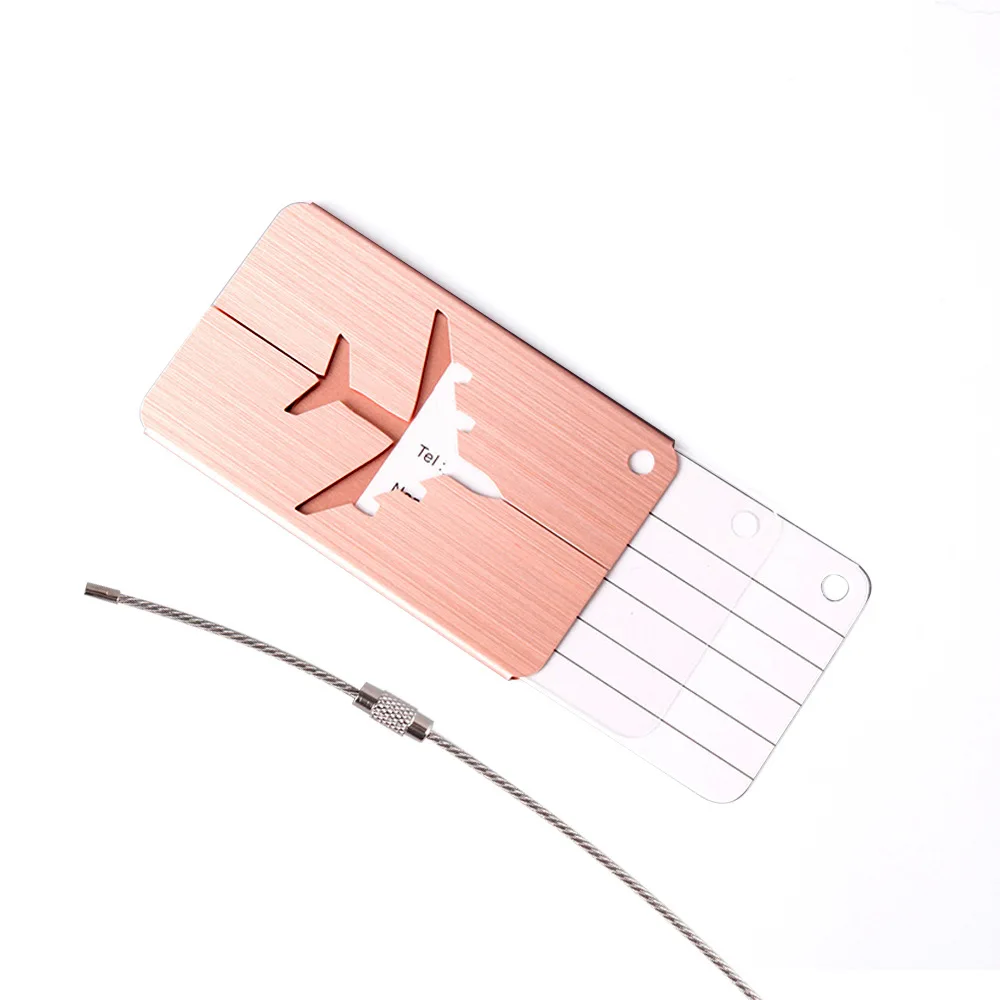 Aluminium Alloy Luggage Tags Airplane Shape Square Luggage Tags Checked Boarding Elevators Travel Accessories 