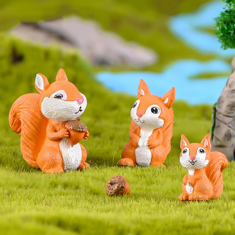 christmas miniature squirrel figurine fairy mini garden home office living room decoration modern accessories animals decor
