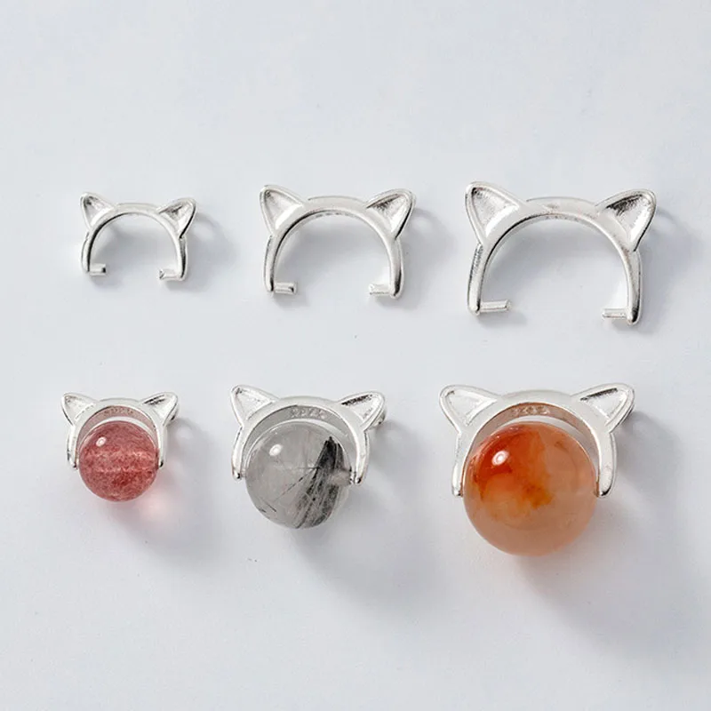 

2pcs 925 Sterling Silver Designer Bail Beads Charms 6mm 8mm 10mm Silver Necklace Clasp Connectors DIY Jewelry Findings For Women