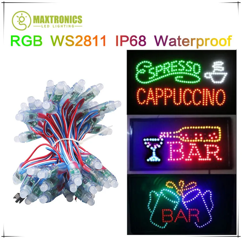 1000 шт. 12 мм WS2811 2811 IC полный Цвет пикселей светодиодное освещение DC 5 В вход IP68 водонепроницаемый RGB цвет цифровой светодиодный пиксель света