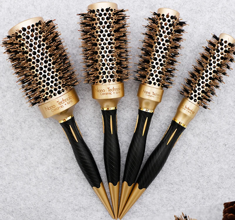 

5 size Ceramic Iron Hair Brush Anti-static High Temperature Resistant Round Barrel Comb Hairstyling Drying Curling Tool