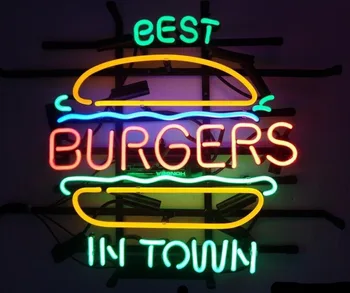 

burgers neon sign Handcrafted Light Bar Beer Pub Club signs shop Business Signboard diet buffet food diner break 19"x15"