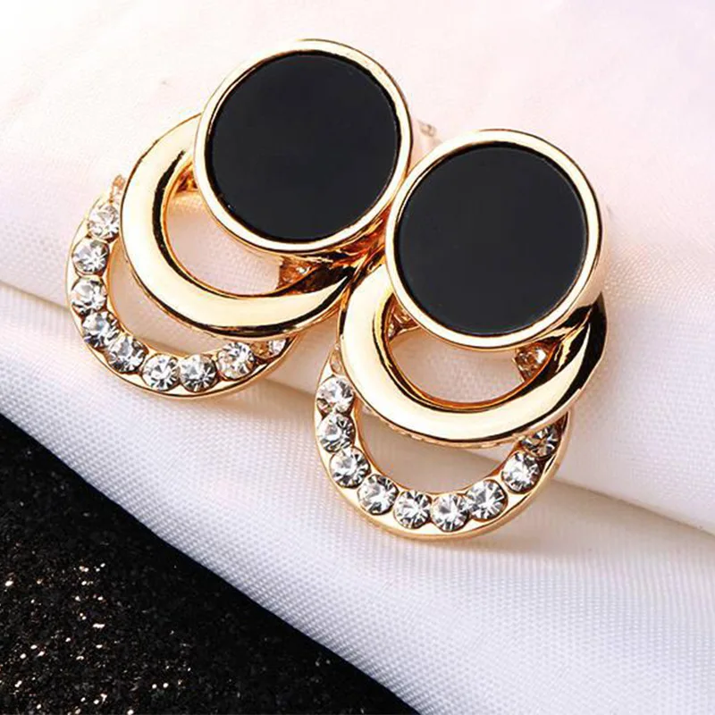 

Temperament Geometric Stud EarringRectangle Popular Ladies Personality Wild Multi-layered Circle Hypoallergenic Stud Earring