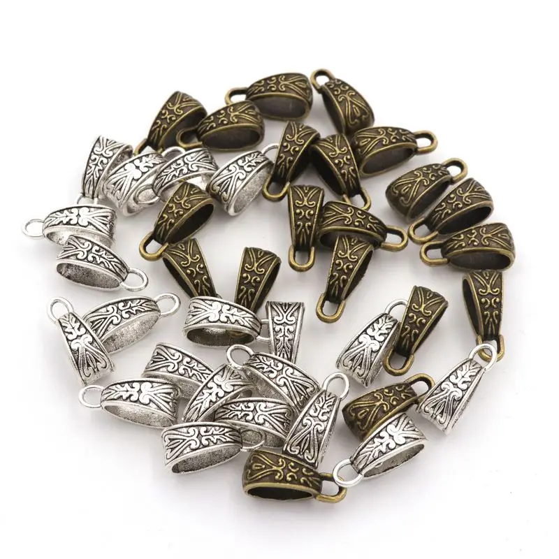 

10pcs 10*8mm Vintage Bronze Silver Metal Big Hole Necklace Bracelet Connectors For Jewelry Making Finding Diy Accessories