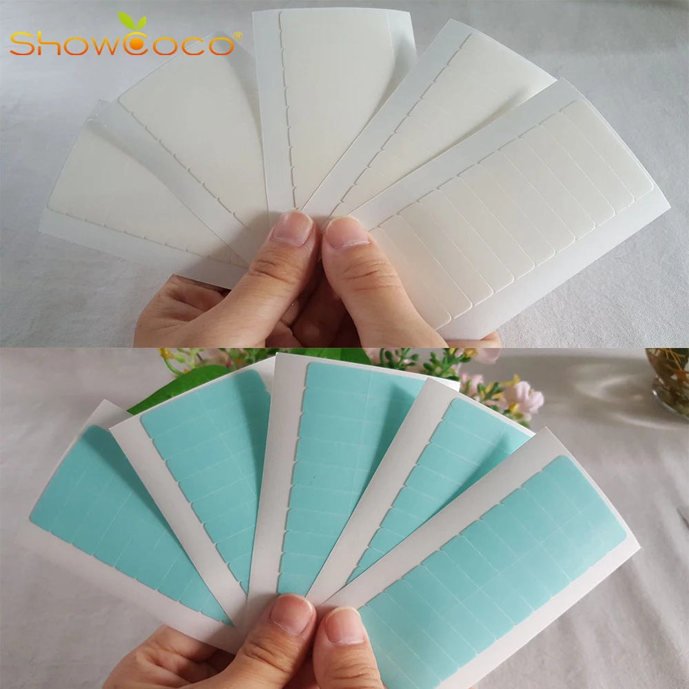 

Double Sided Adhesive Tape 60 Tabs Precut Green White Tape-in Hair Extension Replacement Waterproof ShowCoco Hair Extensions
