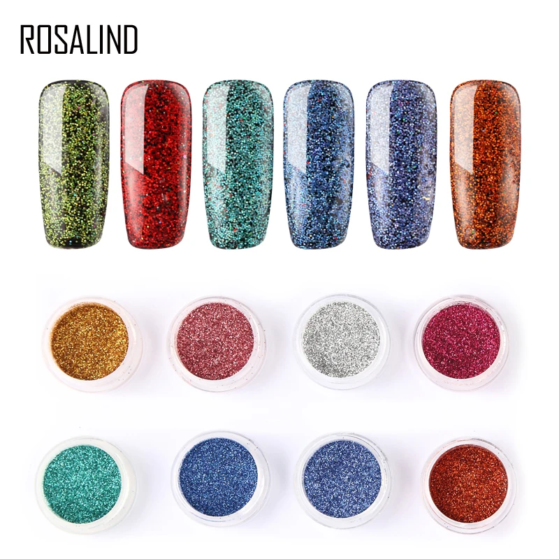 ROSALIND Новый Искрящийся блестки порошок Блестки для ногтей Гель лак украшения DIY