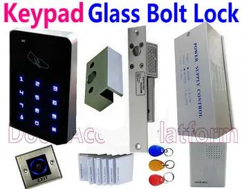 

Glass Door Bolt Lock Pin code+ EM ID card or MF IC Card standalone access control Glass Drop Bolt Lock+Bracket doors Power kit