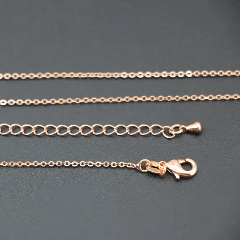 

Copper Stainless Steel Chain Necklace For Women 1mm Rose Gold-Color Link Round Chains Chokers Link Gifts Jewelry 20inch B3380