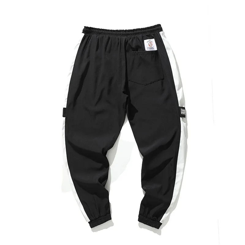 Тренировочные Мужские штаны для бега, джоггеры с боковой полоской, уличная одежда с завязками в стиле хип-хоп, мужские брюки длиной до щиколотки размера плюс d90531