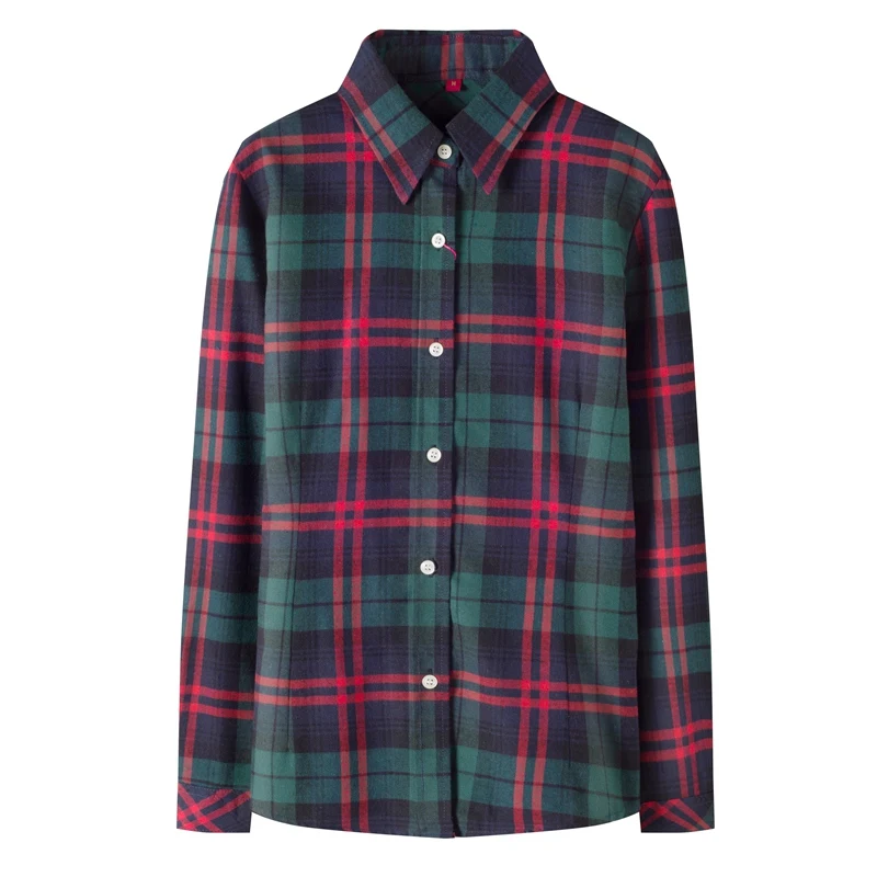 Prix 2018 Nouvelle Mode Chemise À Carreaux Femelle Collège Style Femmes de Blouses À Manches Longues Chemise de Flanelle Plus La Taille Coton Blusas Bureau tops
