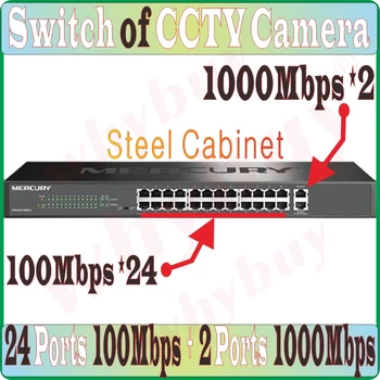 

2 ports 1000M, 24 ports 100M, 26 Ports Switch Plug&Play NVR Camera Network Switch Desktop Ethernet Network Switch of CCTV Camera