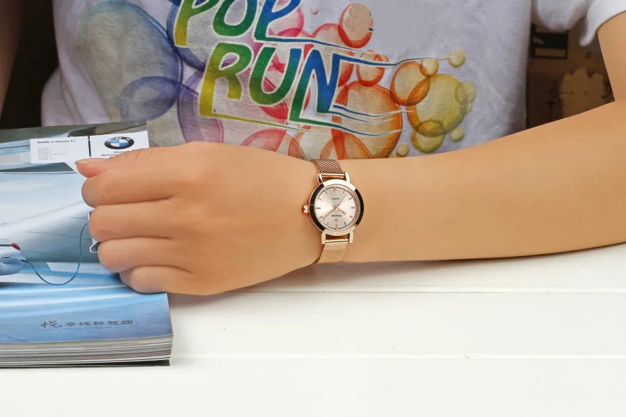 Роскошный бренд WWOOR ультра тонкие модные женские кварцевые часы с сетчатым ремешком из нержавеющей стали женские повседневные наручные часы