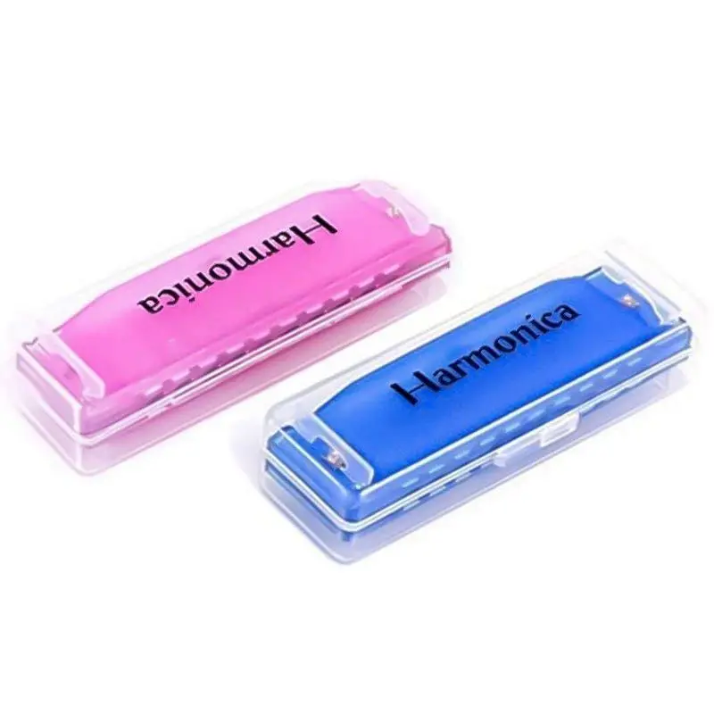 

2 PCS Translucent Children Harmonica,10 Hole Harmonica(Blue,Pink)