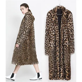 

Lanshifei Young Girl Faux Fur Coat Fox Long Coat Pelliccia Woman Short Fur Jacket Women Europe X-Long Leopard Faux Fur Jacket