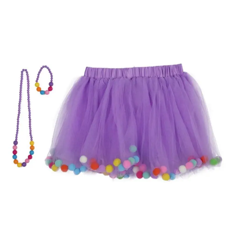 Новые гимнастические костюмы, качественная бальная юбка для девочек, детские цветные танцевальные юбки, юбка-американка, гимнастика, танцы, сетчатая детская одежда в горошек - Цвет: purple